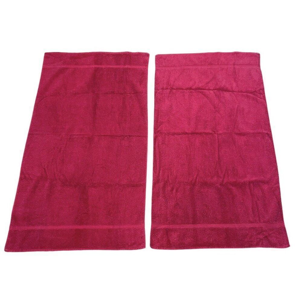 Vintage 1980s Royal Velvet Fieldcrest Red Cotton Bath Towels Set 2 USA 48 x 27